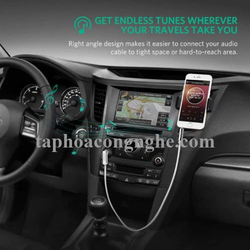 Ugreen 10756 0.5M màu Trắng Cáp âm thanh 2 đầu 3.5mm dương đầu vuông góc mạ vàng AV119 30010756